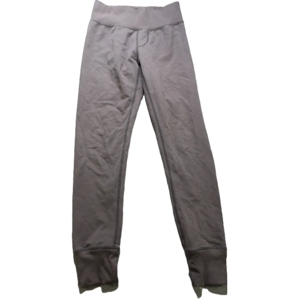Lululemon Leggings Women 4 Gray Fleece Lined Thermal Ribbed Cuff Yoga Jogger EUC